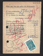 Recibo De Expedição De Encomenda Postal Para Inglaterra 1960. Obliteração Encomendas, Exactor, Lisboa. Stamp Fiscal 5$00 - Brieven En Documenten