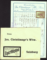 Österreich SALZBURG 1935 Deko Rechnung + Fiskalmarke + Klopapier-Reklame-Umschlag Fa Jos.Christlmayr S.Haffnergasse 7-9 - Österreich