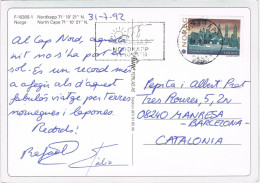 52945. Postal Aerea NORDKAPP (Norge) Noruega 1992. Tema EUROPA. Vista Nordkapp - Lettres & Documents