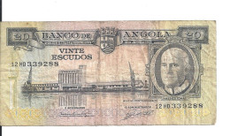 ANGOLA 20 ESCUDOS 1962 VF P 92 - Angola