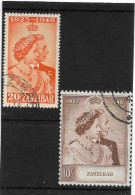 ZANZIBAR 1949 SILVER WEDDING SET SG 333/334 FINE USED Cat £41+ - Zanzibar (...-1963)