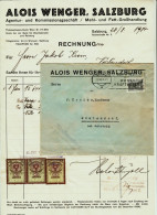 Österreich SALZBURG 1934 Deko Rechnung + 3 Fiskalmarken + VersandUmschlag Fa Alois Wenger Mehl Und Fett Rainerstr.2 - Austria