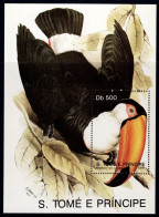 S. Tomé Und Principe 1991, Birds: Toucan à Bec De Quille/Keel-billed Toucan (Ramphastos Culminatus) MiNr. 1252 Block 256 - Climbing Birds