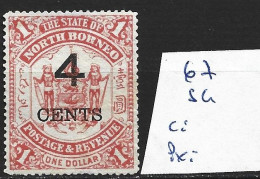 BORNEO DU NORD 67 Sans Gomme Côte 8 € - North Borneo (...-1963)