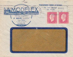 Lettre à Entête " Modelex" Obl. RBV Toulouse Gare Le 21 II 46 Sur 1f50 Dulac X 2 N° 691 (Tarif Du 1/1/46) - 1944-45 Marianne De Dulac