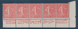 SEMEUSE LIGNÉE N° 199 En BANDE De 5 TIMBRES NEUFS ** De CARNET Avec PUBS LA QUINZAINE PHILATÉLIQUE CATALOGUE GALLIA - Unused Stamps