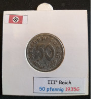 Pièce De 50 Reichspfennig De 1935G (Karlsruhe) RARE - 50 Reichspfennig