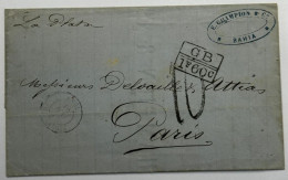 Brazil 1870 Fold Cover Bahia To Paris France La Plata Royal Mail Steam Packet Co By London & Calais 1F60C - 10 Centimes - Covers & Documents