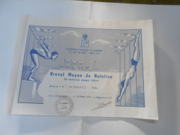 Brevet Elementaire De Natation    50 M Nage Libre  31 Aout 1964 - Diplômes & Bulletins Scolaires