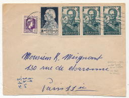 FRANCE - Env. Affr Composé 4F Bugeaud X", 2F + 3F Fournier, 1F Marianne Obl 1952 Briare - Usage Tardif - Storia Postale