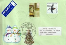 Merry Christmas Letter 2023 From Finland.  Velvet Scoter Duck / Canard De Velours , To Andorra,with Arrival Postmark - Briefe U. Dokumente