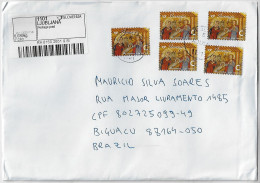 Slovenia 2023 Registered Cover Sent From Ljubljana To Biguaçu Brazil 5 Stamp Christmas Creative Village By Joža Jamšek - Slowenien