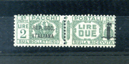 1944 Repubblica Sociale Italiana RSI Pacchi Postali N.43 2 Lire Verde MNH **, Firmato RAYBAUDI - Pacchi Postali