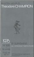 BULLETIN MENSUEL Théodore CHAMPION N° 859   - 1er Octobre 1975  (37 Pages) - Frankreich