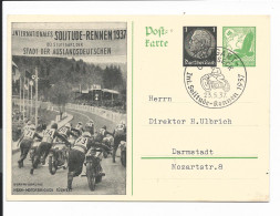 DR PP 145 C 2 - 1 Pf Hindenb. Med. Neben 5 Pf  LpAdler Solitude-Rennen, M. Sonderstempel 1937 Adressiert - Interi Postali Privati