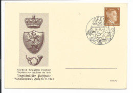 DR PP 152 C 3-01 - 3 Pf Hitler Fürstl. Reuß. Hofpost / Vogtl. Poststube DV "0316.BR" M. Bl. Sonderstempel Greiz 1941 - Private Postal Stationery