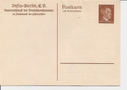 DR PP 153 B 1 ** - 3 Pf Hitler Doppelkarte Infla-Berlin - Interi Postali Privati
