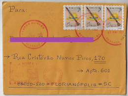Brazil 2006 Cover From Resende Agency Campos Elíseos 3 Self-adhesive Stamp Hat & Clarinet Music Meter Stamp Red Cancel - Covers & Documents