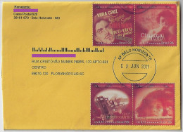 Brazil 2011 Cover From Belo Horizonte To Florianópolis 4 Different Stamp From The 100 Years Of Brazilian Cinema Series - Lettres & Documents
