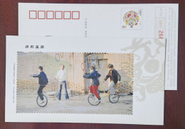 Children Wheelbarrow Training,China 2011 Attractive Puyang Folk Arts Advertising Pre-stamped Card - Ciclismo