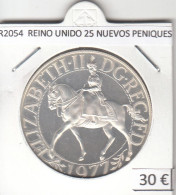 CR2054 MONEDA REINO UNIDO 25 NUEVOS PENIQUES 1977 PLATA - 25 New Pence