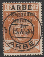 Arbe (Fiume), 1920, 20 Cent., Cancelled, Large ARBE Overprint, Signed Koopman - Arbe & Veglia