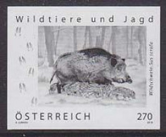 AUSTRIA(2019) Wild Boar And Cubs. Black Print. Wildlife & Hunting Series. - Probe- Und Nachdrucke