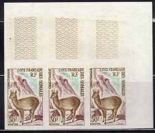 SOMALI COAST(1962) Oreotragus. Imperforate Strip Of 3. Scott No 292, Yvert No 310. - Other & Unclassified