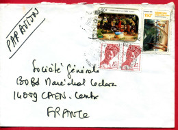 1989 - Senegal - Courrier Pour La France - Tp Femme Rurale N° 539 + Retour De Pêche N° 647 + Elégance Sénégalaise N°555 - Senegal (1960-...)
