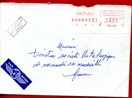 1986 - Algérie - Lettre Pour La France Envoyée En Exprès - Vignette SATAS - Affranchissement De Guichet - Algeria (1962-...)