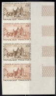 FRANCE(1972) Saint-Breuc Cathedral. Trial Color Proof Strip Of 4. Scott No 1344, Yvert No 1718. Philatelic Congress. - Essais De Couleur 1945-…