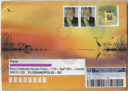 Brazil 2012 Registered Cover Sent From Porto Velho To Florianópolis 3 Stamp President Lula And Mailbox - Cartas & Documentos