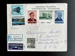 ICELAND ISLAND 1970 REGISTERED AIR MAIL LETTER REYKJAVIK TO HAMBURG 12-10-1970 IJSLAND - Storia Postale