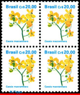Ref. BR-2263-Q BRAZIL 1990 - FLORA, CR$ 20.00,BLOCK MNH, FLOWERS, PLANTS 4V Sc# 2263 - Hojas Bloque