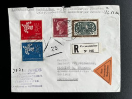 LUXEMBURG 1962 REGISTERED LETTER GREVENMACHER TO OLCHING 15-01-1962 LUXEMBOURG RECOMMANDE - Covers & Documents