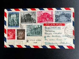 VATICAN VATICANE 1950 REGISTERED AIR MAIL LETTER TO HAMBURG 11-07-1950 VATICAAN VATICANO RACCOMANDATA - Storia Postale