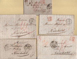 Lot De 5 Marques Postales De Lyon Destination Suisse Neufchatel 1835/1840 - 1801-1848: Precursors XIX