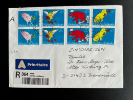 LIECHTENSTEIN 1994 REGISTERED LETTER SCHELLENBERG TO BREMERVORDE 10-06-1994 EINSCHREIBEN RECOMMANDE ELEPHANT DOG - Briefe U. Dokumente