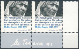 625  Mère Teresa, Signature: 2 Timbres D'Allemagne Avec Bordure -  Signature Sainte Teresa De Calcutta. Nobel - Mutter Teresa