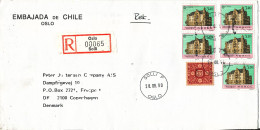 Norway Registered Cover Sent To Denmark 28-8-1990 Topic Stamps (from The Embassy Of Chile Oslo) - Lettres & Documents