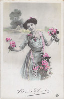 NOUVEL AN - Bonne Année - Happy New Year - Portrait Femme - Carte Postale Ancienne - New Year