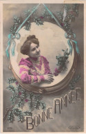 NOUVEL AN - Bonne Année - Happy New Year - Portrait Femme - Carte Postale Ancienne - New Year