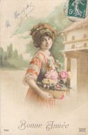 NOUVEL AN - Bonne Année - Happy New Year - Portrait Femme - Carte Postale Ancienne - New Year