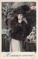 NOUVEL AN - Bonne Année - Happy New Year - Portrait Femme - Carte Postale Ancienne - New Year