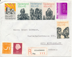 Netherlands Registered Cover Sent To Switzerland 1971 ?? Schaesberg Good Franked With Complete Set - Cartas & Documentos