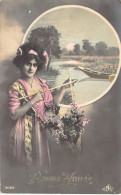 NOUVEL AN - Bonne Année - Happy New Year - Portrait Femme - Carte Postale Ancienne - New Year