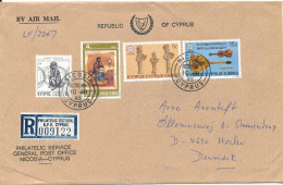 Cyprus Republic Registered Cover Sent To Denmark Nicosia 10-7-1985 EUROPA CEPT Stamps - Briefe U. Dokumente