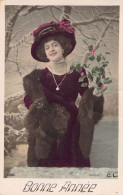 NOUVEL AN - Bonne Année - Happy New Year - Portrait Femme - Carte Postale Ancienne - Neujahr