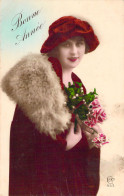 NOUVEL AN - Bonne Année - Happy New Year - Portrait Femme - Carte Postale Ancienne - Neujahr