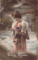 NOUVEL AN - Bonne Année - Happy New Year - Portrait Femme - Carte Postale Ancienne - Neujahr